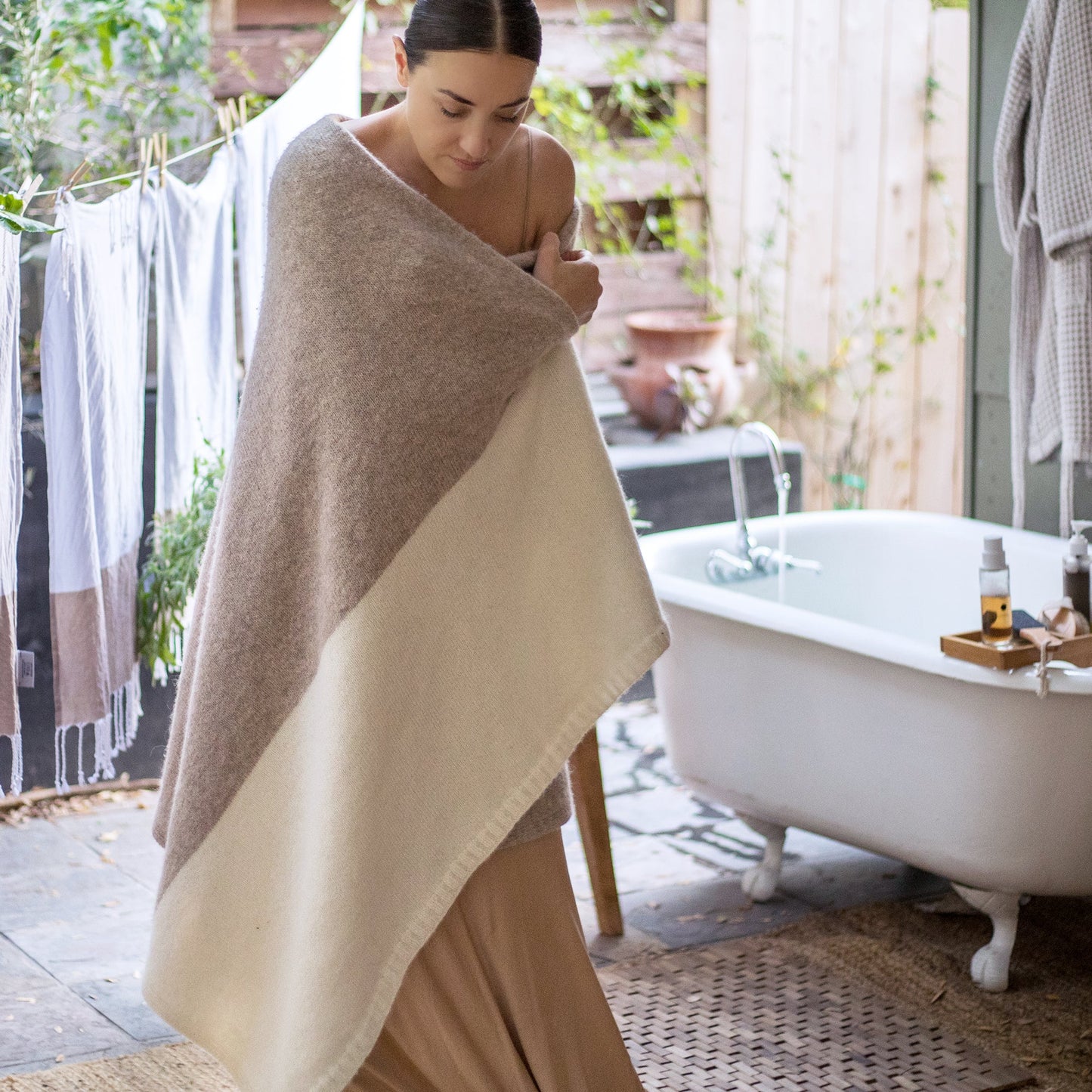 Color Block Alpaca Throw